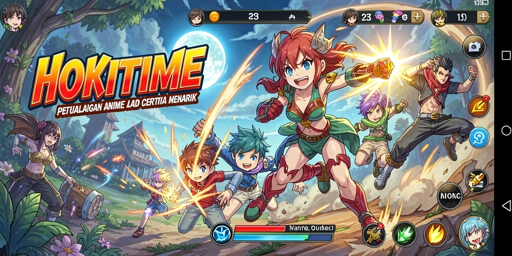 Screenshot HOKITIME menampilkan aksi seru dalam dunia Anime.