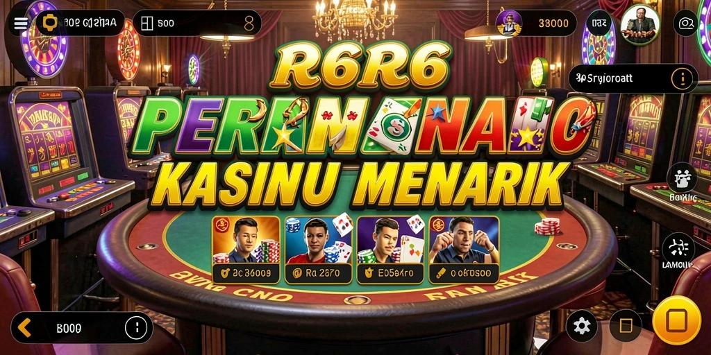 Screenshot utama R6R6 menampilkan gameplay kasino yang mendebarkan.
