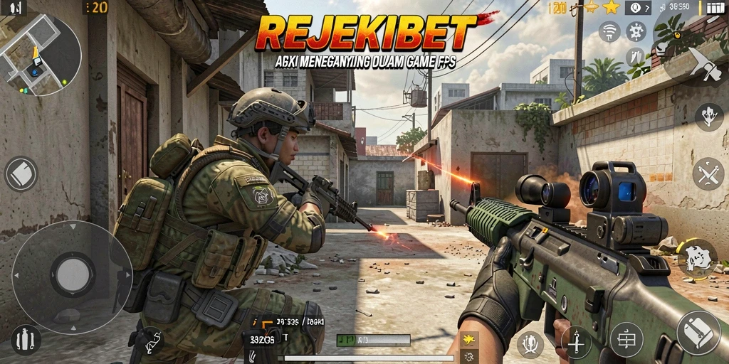Gameplay mendebarkan dalam aksi tembak-menembak REJEKIBET.
