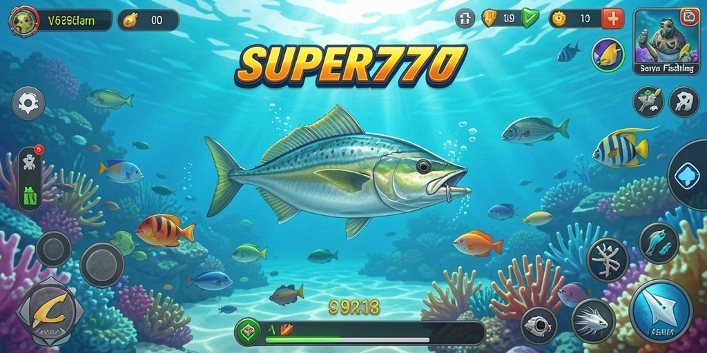 Tampilan gameplay SUPER777 dengan suasana memancing yang memukau.
