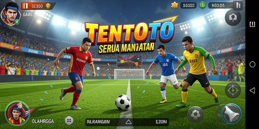 Tampilan seru gameplay TENTOTO yang menampilkan pertandingan olahraga.
