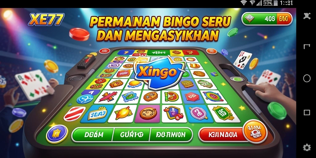 Screenshot gameplay XE77 menampilkan suasana seru permainan Bingo.
