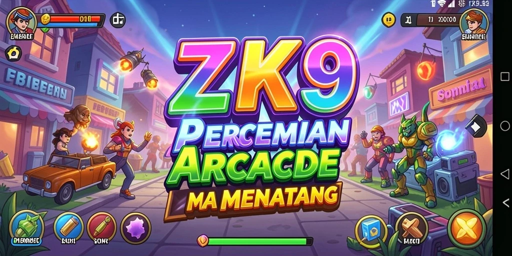 Screenshot ZK9 menampilkan gameplay arcade yang seru dan menantang.